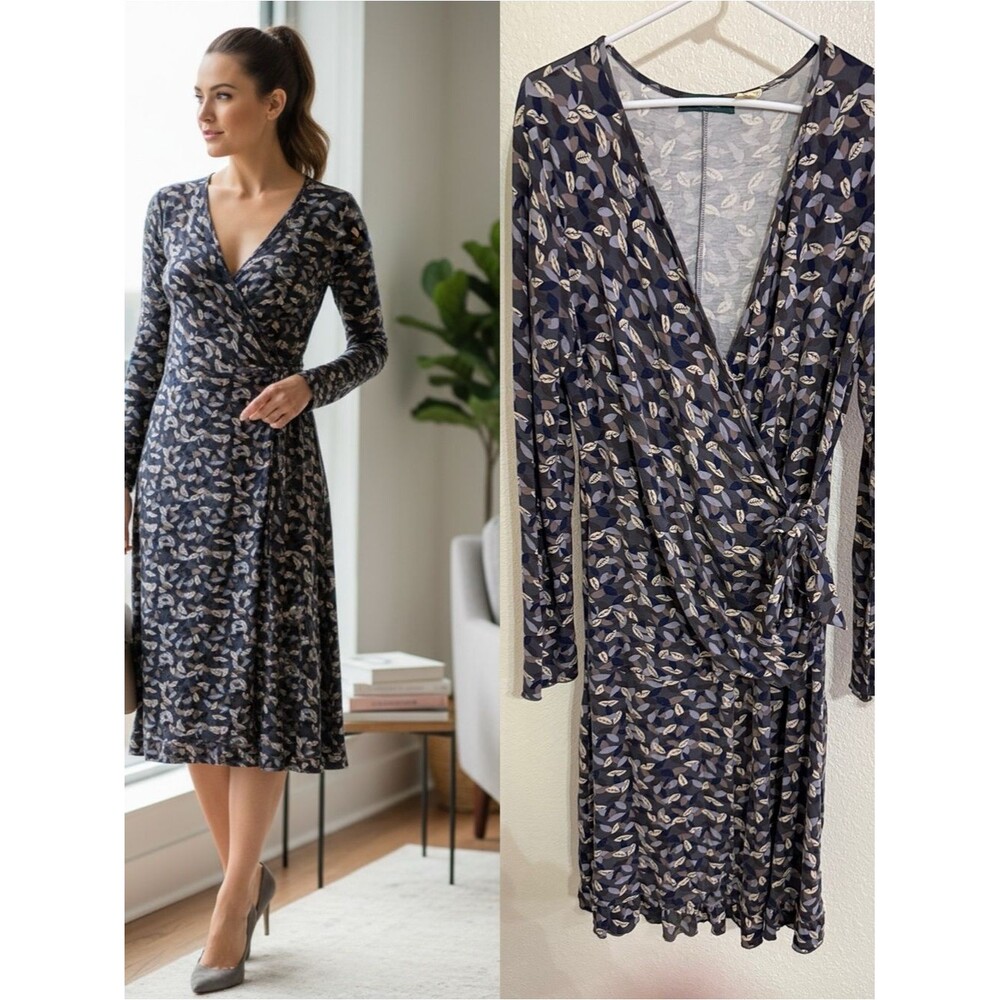 La Redoute Création Leaf Print Faux Wrap Dress Size 12